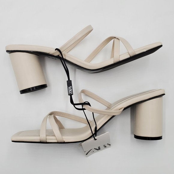 Zara Leather Strappy Heeled Sandals - NWT - Picture 6 of 14